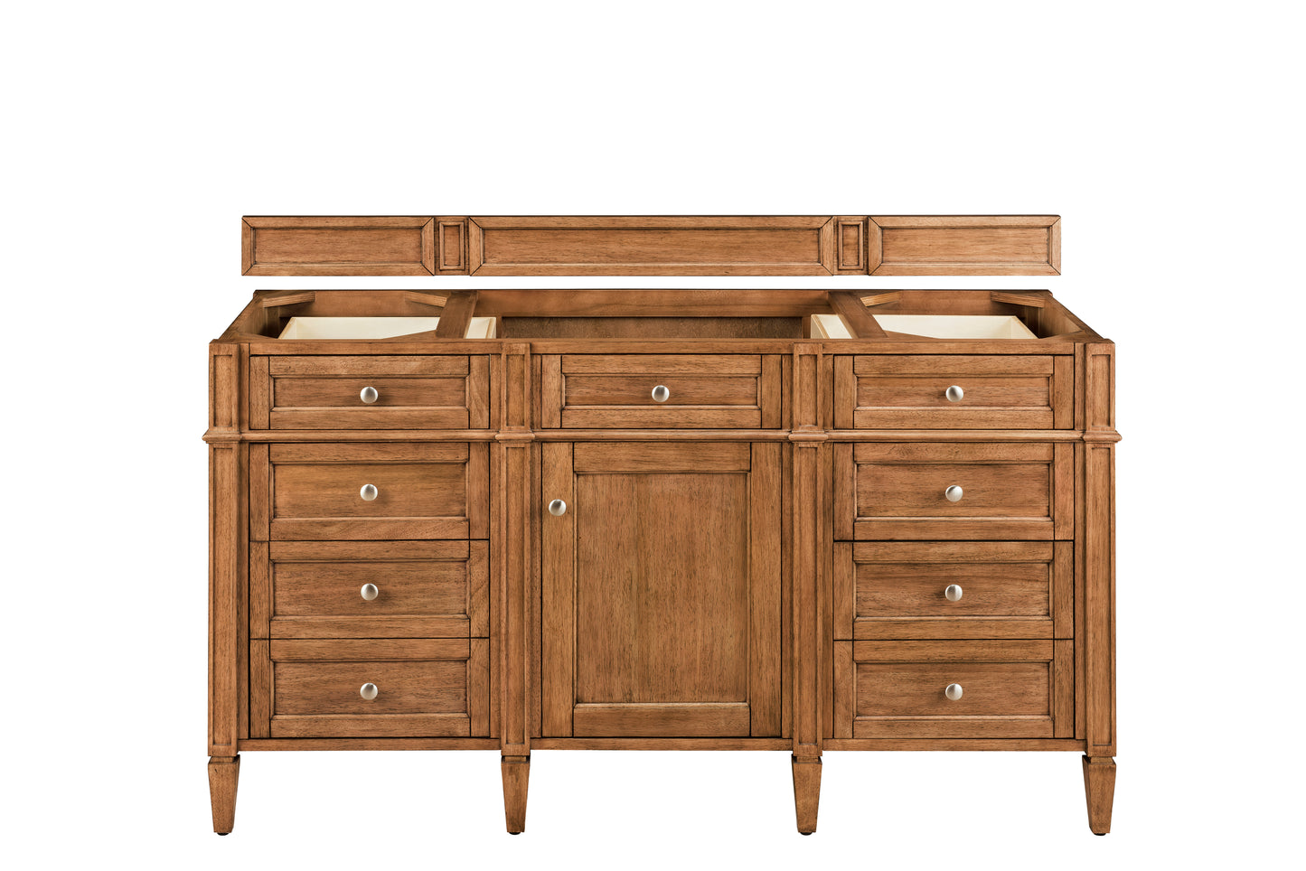 Renovate for Less Atlanta Brittany 60" Single Vanity, Saddle Brown w/ 3 CM Parisien Bleu Silestone Top