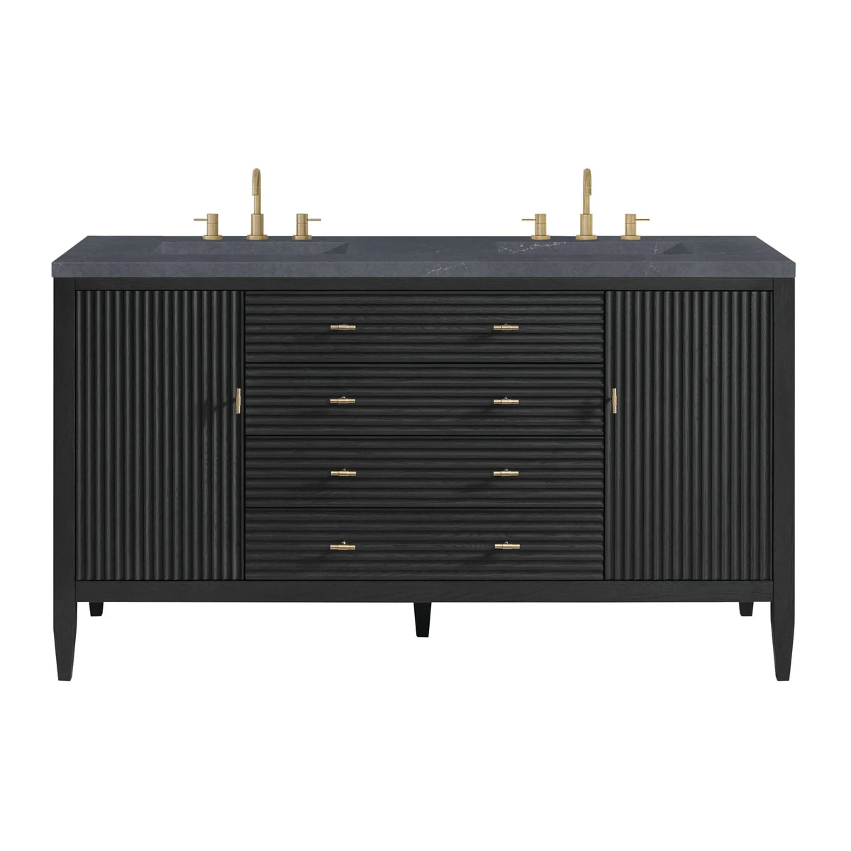 Myrrin 60" Double Vanity, Carbon Oak w/ 3 CM Charcoal Soapstone Silestone Top