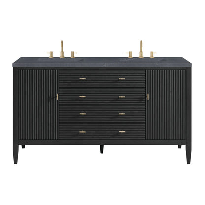 Myrrin 60" Double Vanity, Carbon Oak w/ 3 CM Charcoal Soapstone Silestone Top
