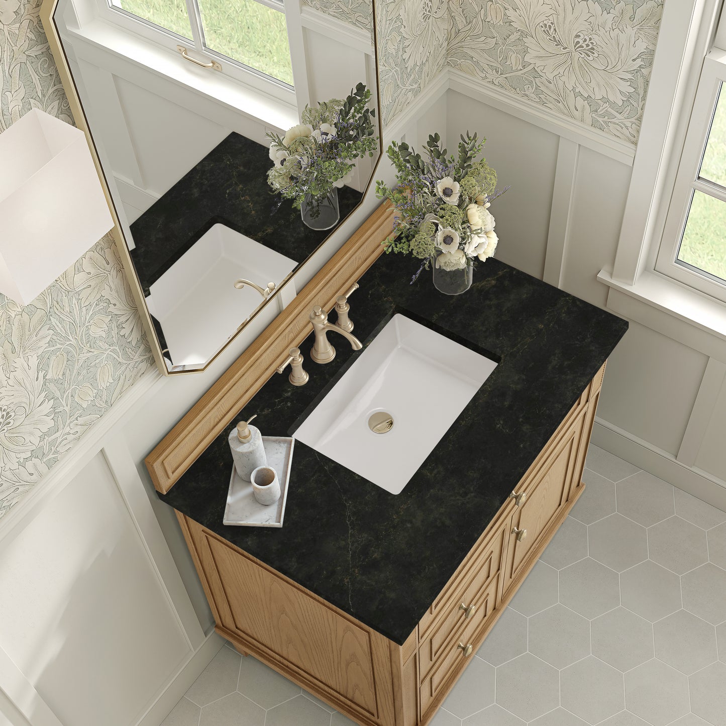 Renovate for Less Atlanta Lorelai 36" Single Vanity, Light Natural Oak, w/ 3 CM Phantome Eclos Top