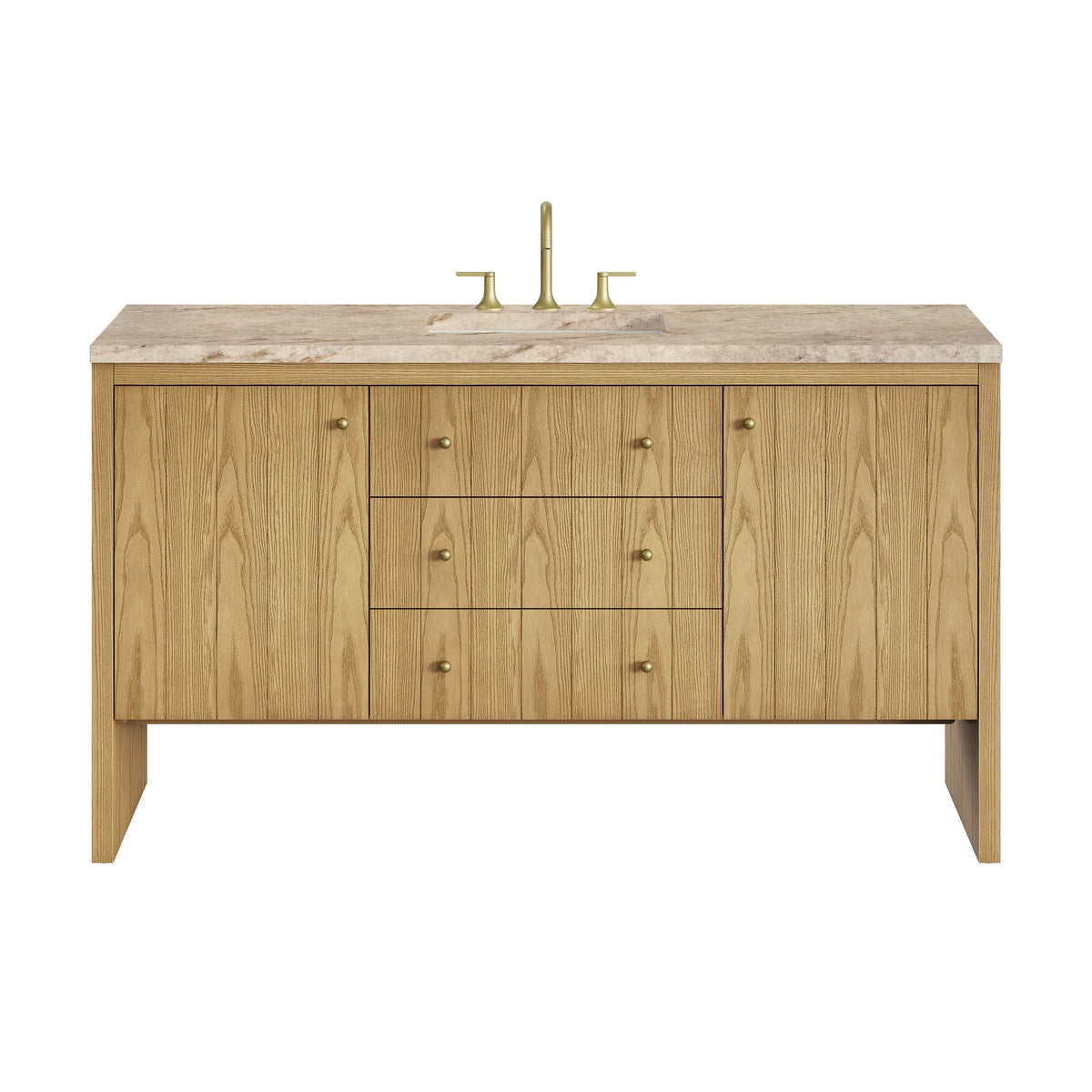 Hudson 60" Single Vanity, Light Natural Oak, w/ 3 CM Tajnar Eclos Top
