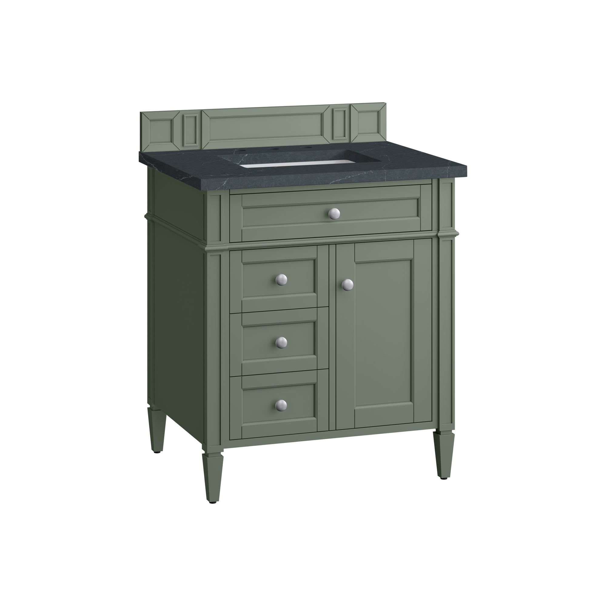 Renovate for Less Atlanta Brittany 30" Single Vanity, Smokey Celadon w/ 3 CM Charcoal Soapstone Top