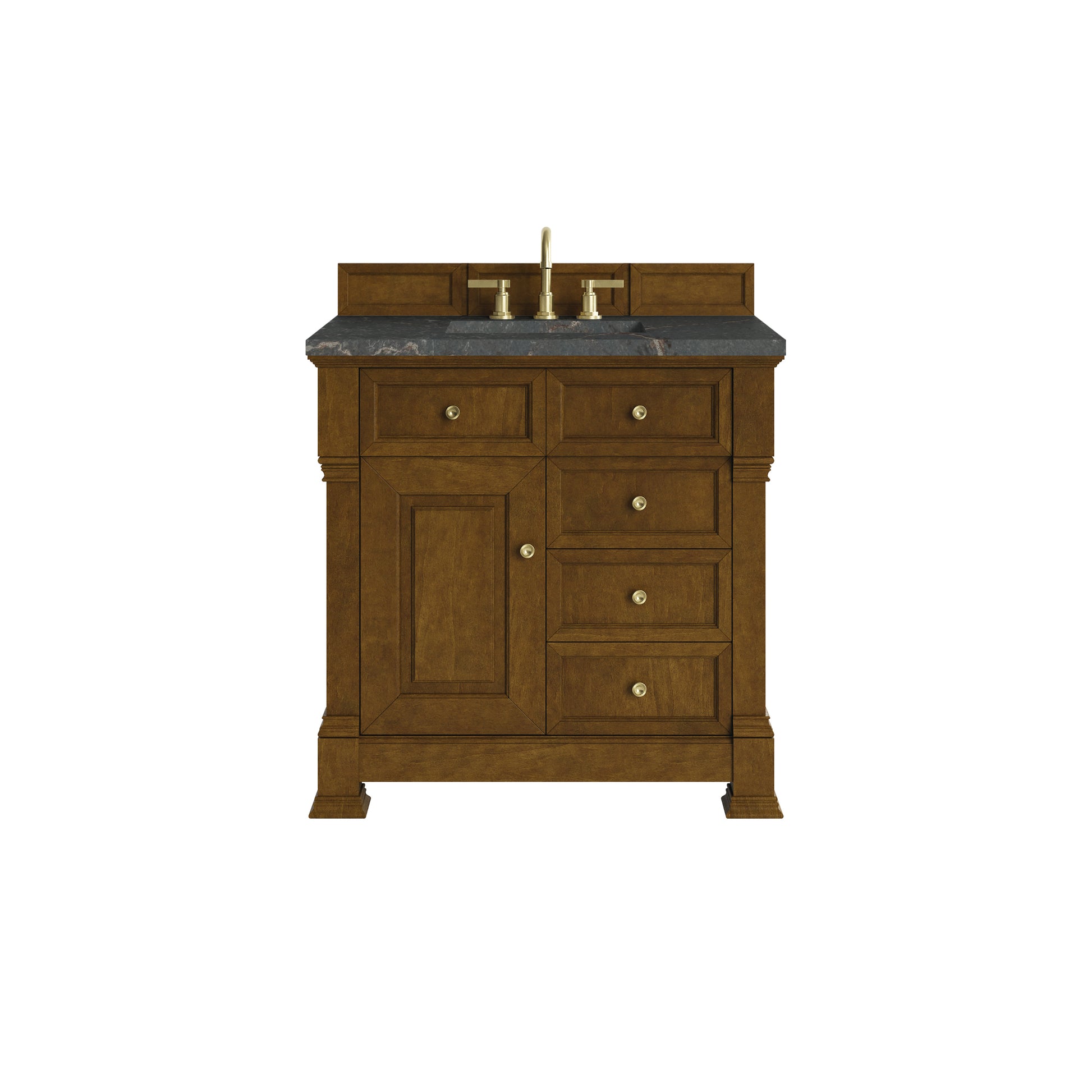 Renovate for Less Atlanta Brookfield 36" Single Vanity, Honey Oak w/ 3 CM Parisien Bleu Silestone Top
