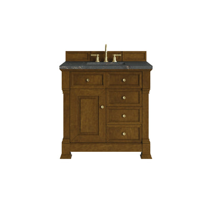 Brookfield 36" Single Vanity, Honey Oak w/ 3 CM Parisien Bleu Silestone Top