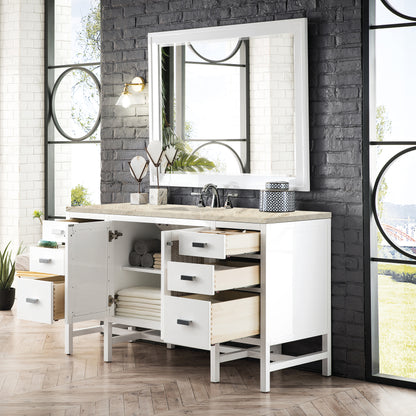 Renovate for Less Atlanta Addison 60" Single Vanity, Glossy White, w/ 3 CM Tajnar Eclos Top