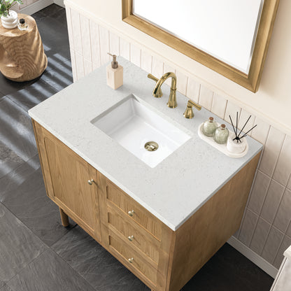 Renovate for Less Atlanta Laurent 36" Single Vanity, Light Natural Oak w/ 3 CM Lime Delight Top