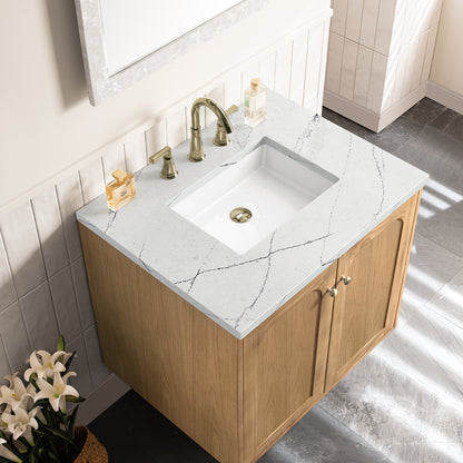 Renovate for Less Atlanta Laurent 30" Single Vanity, Light Natural Oak w/ 3 CM Ethereal Noctis Top