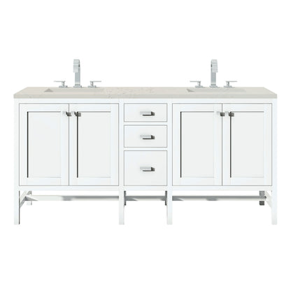 Renovate for Less Atlanta Addison 72" Double Vanity, Glossy White, w/ 3 CM Siberian Silestone Top