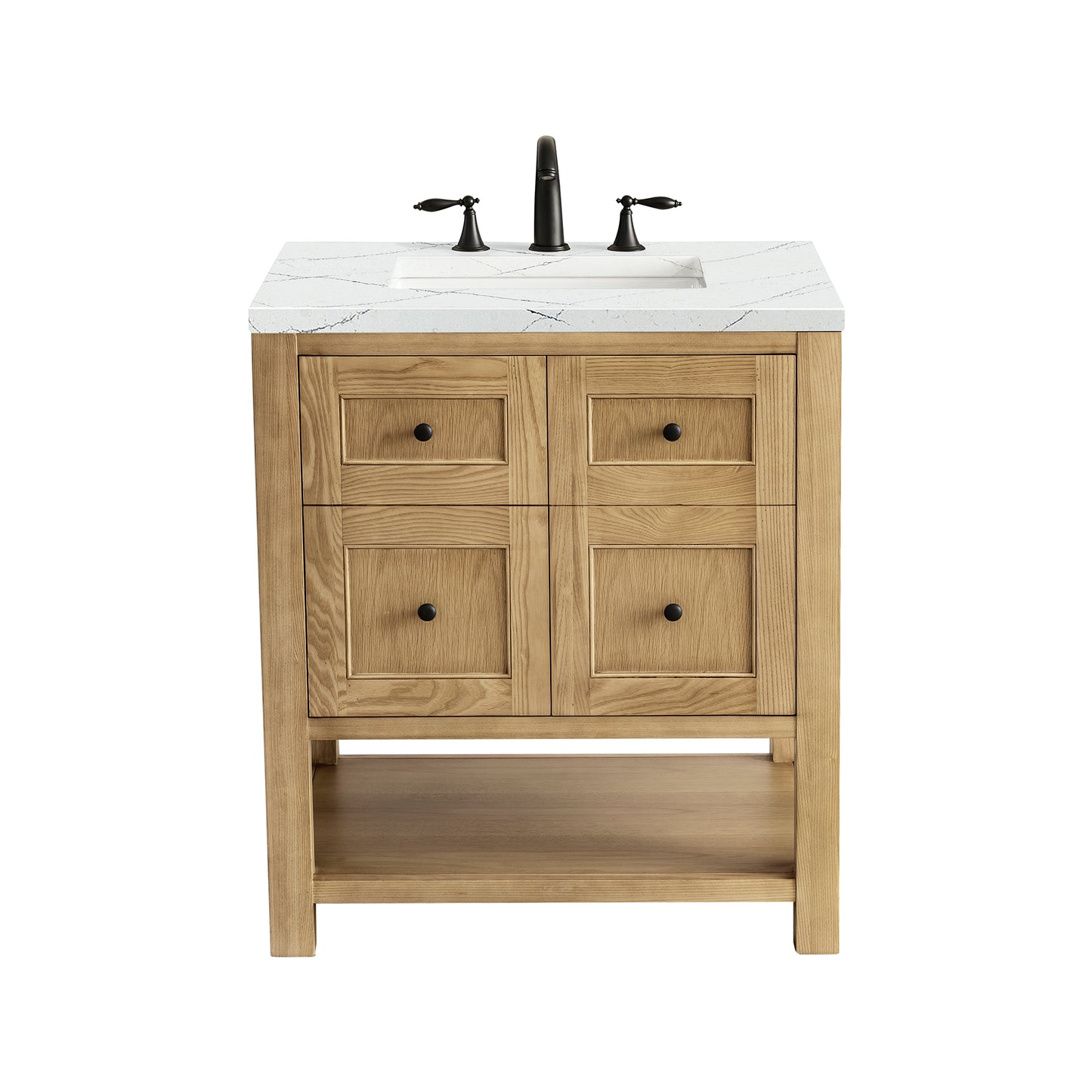 Renovate for Less Atlanta Breckenridge 30" Single Vanity, Light Natural Oak w/ 3 CM Ethereal Noctis Top