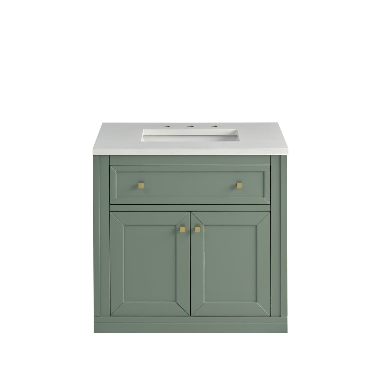 Renovate for Less Atlanta Chicago 30" Single Vanity, Smokey Celadon, w/ 3 CM White Zeus Silestone® Top