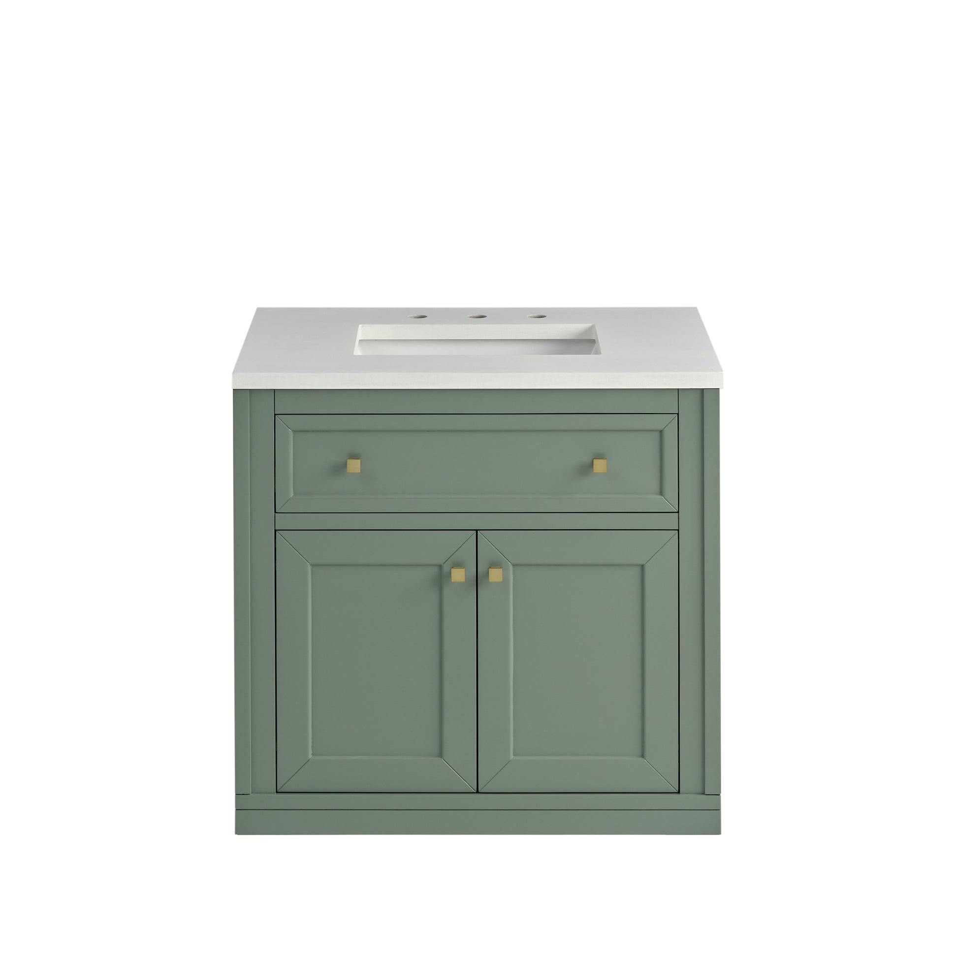 Renovate for Less Atlanta Chicago 30" Single Vanity, Smokey Celadon, w/ 3 CM White Zeus Silestone® Top