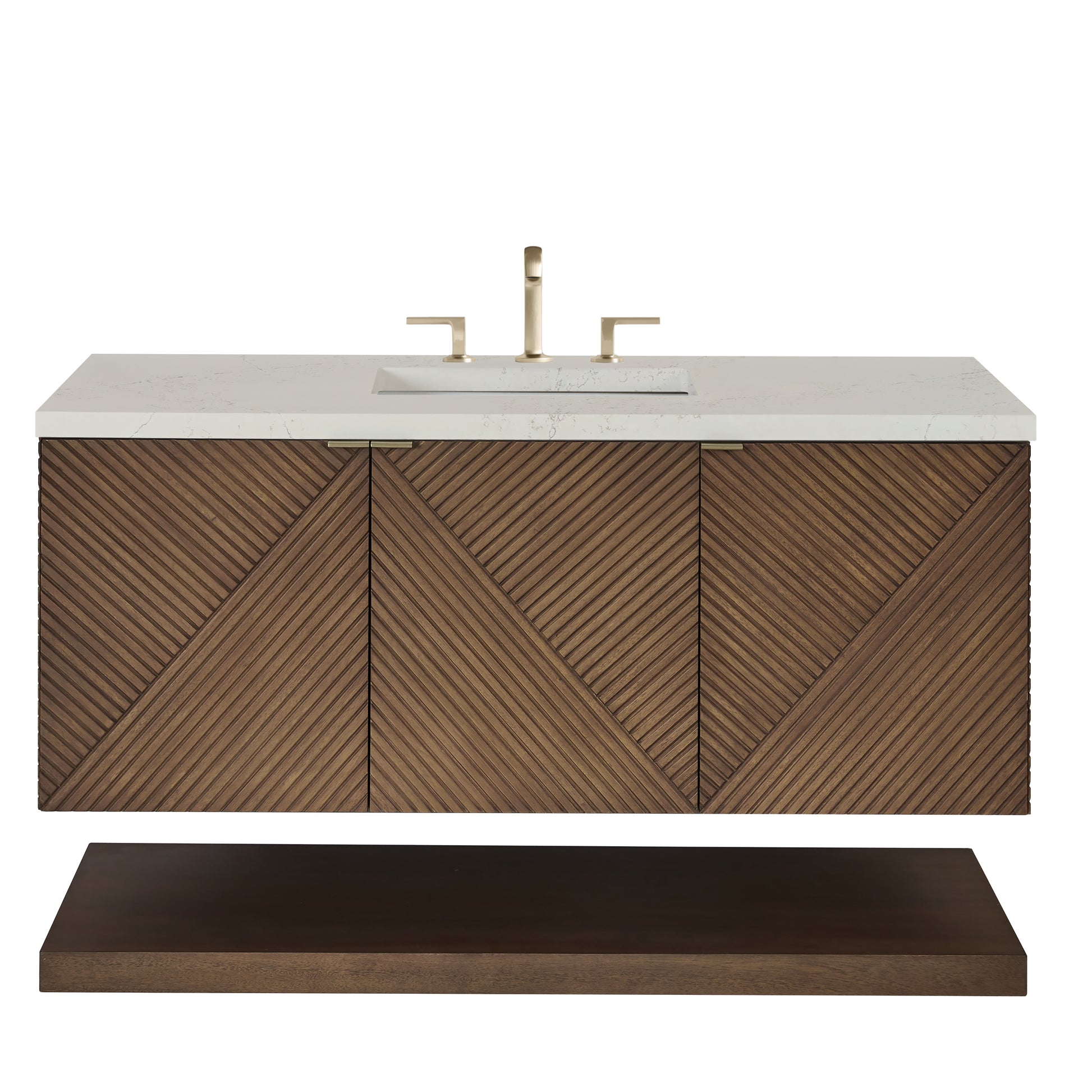 Renovate for Less Atlanta Marcello 48" Single Vanity, Chestnut, w/ 3 CM Siberian Silestone Top
