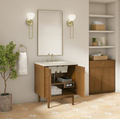 Renovate for Less Atlanta Laurent 30" Single Vanity, Honey Oak w/ 3 CM Siberian Silestone Top