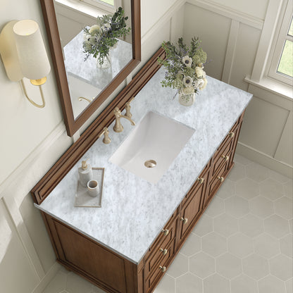 Renovate for Less Atlanta Lorelai 48" Single Vanity, Mid-Century Walnut w/ 3 CM Carrara White Marble Top