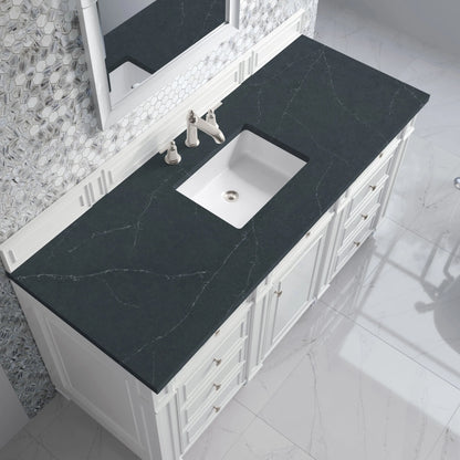 Bristol 60" Single Vanity, Bright White w/ 3 CM Charcoal Soapstone Silestone Top