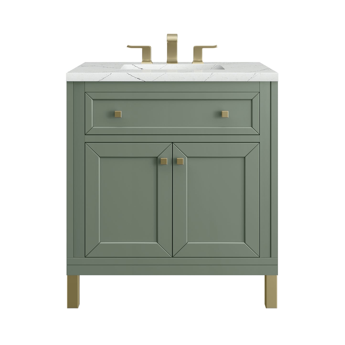 Renovate for Less Atlanta Chicago 30" Single Vanity, Smokey Celadon, w/ 3 CM Ethereal Noctis Silestone® Top