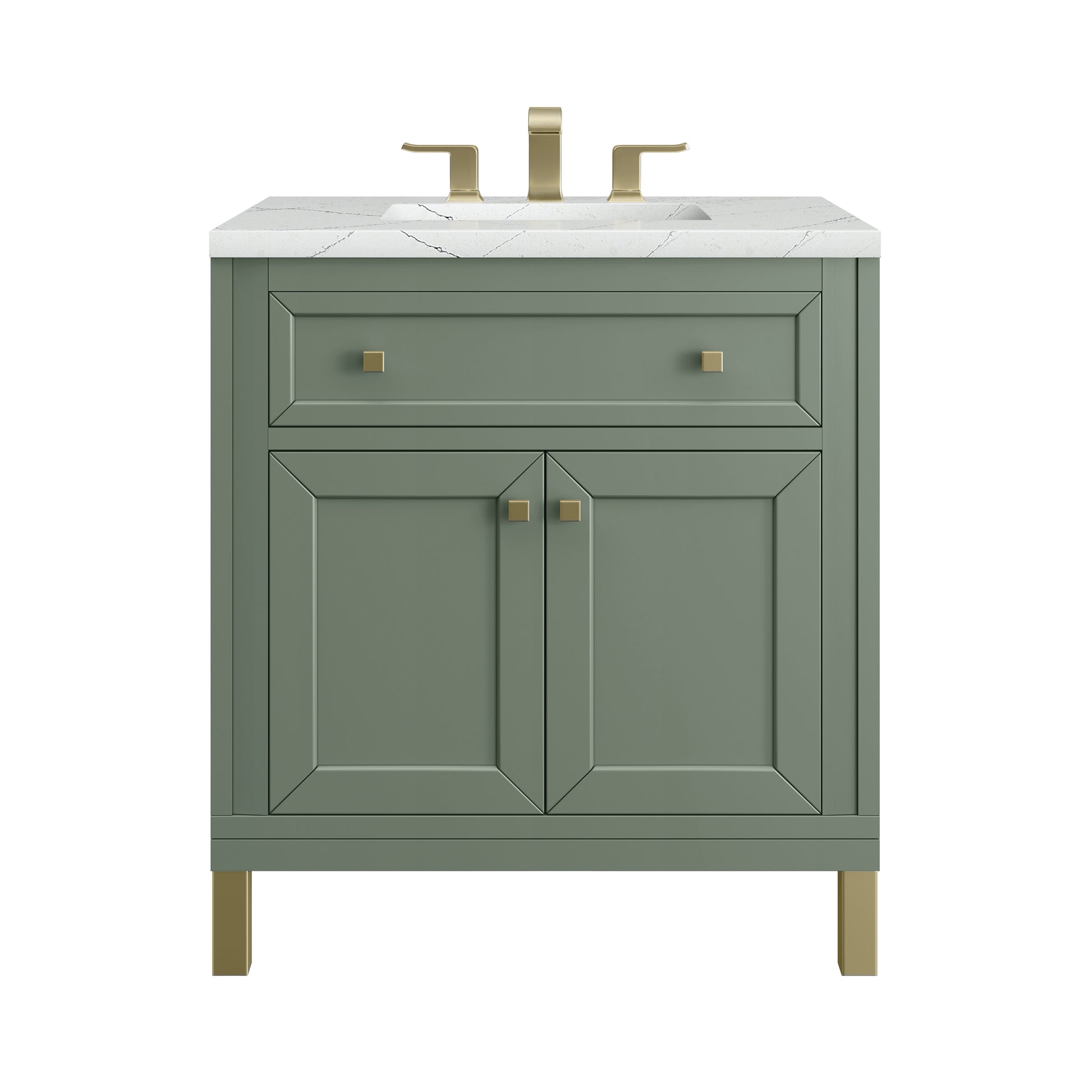 Renovate for Less Atlanta Chicago 30" Single Vanity, Smokey Celadon, w/ 3 CM Ethereal Noctis Silestone® Top