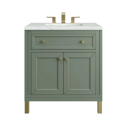 Chicago 30" Single Vanity, Smokey Celadon, w/ 3 CM Ethereal Noctis Silestone® Top