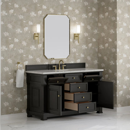 Brookfield 60" Single Vanity, Black Onyx w/3CM Eternal Jasmine Pearl Silestone Top