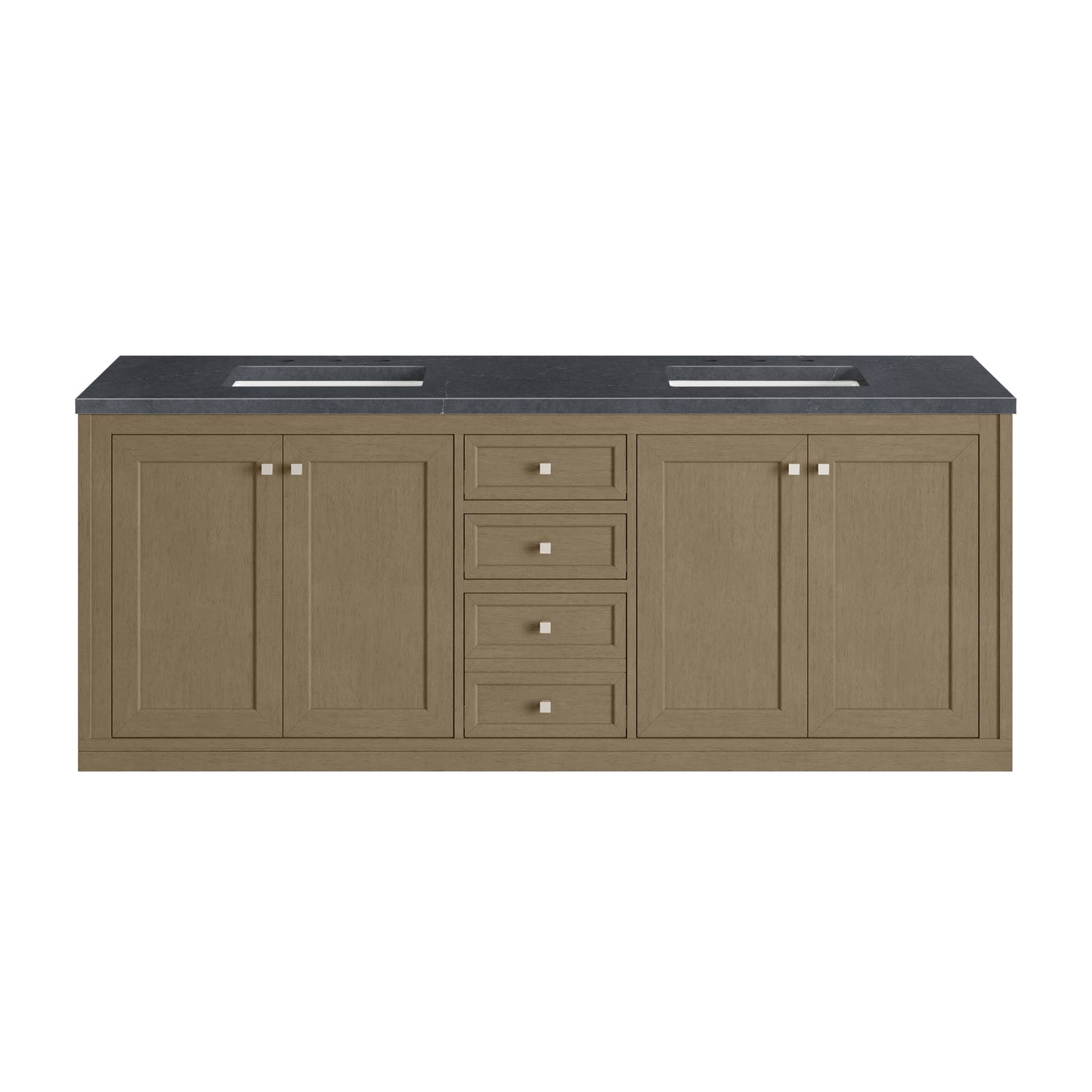 Renovate for Less Atlanta Chicago 72" Double Vanity, Walnut Whisper, w/ 3 CM Charcoal Soapstone Silestone® Top