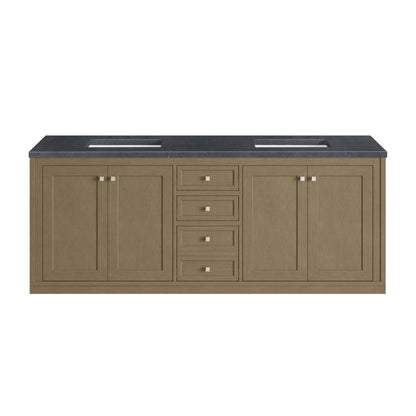 Renovate for Less Atlanta Chicago 72" Double Vanity, Walnut Whisper, w/ 3 CM Charcoal Soapstone Silestone® Top