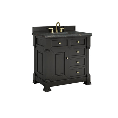Brookfield 36" Single Vanity, Black Onyx w/ 3 CM Parisien Bleu Silestone Top