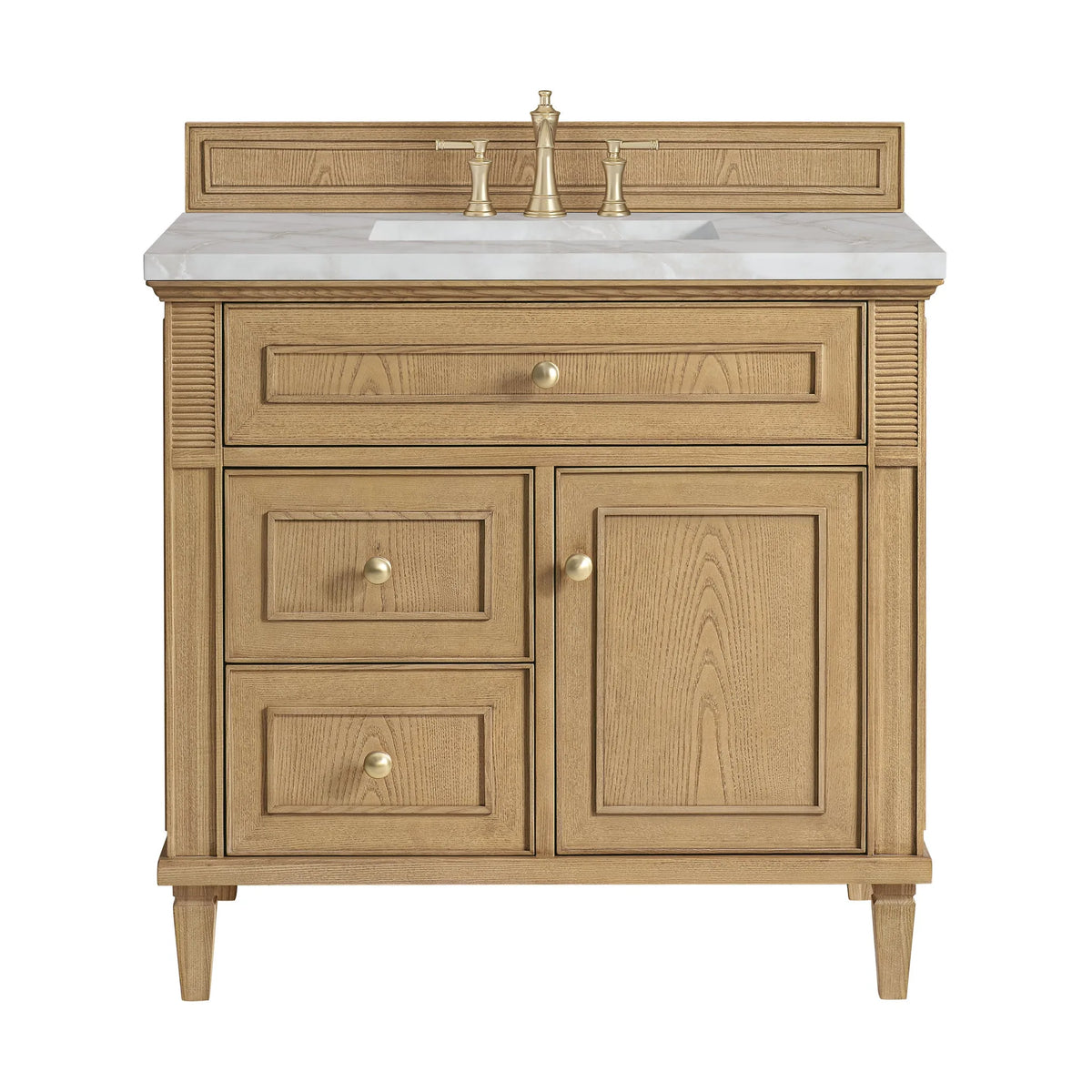 Lorelai 36" Single Vanity, Light Natural Oak w/ 3 CM Victorian Silver Silestone Top