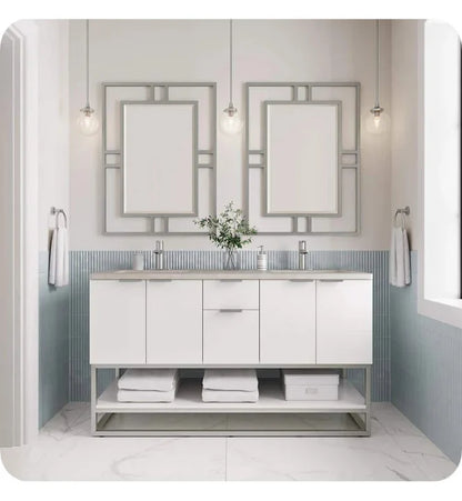 Brenlyn 60" Vanity in Glossy White