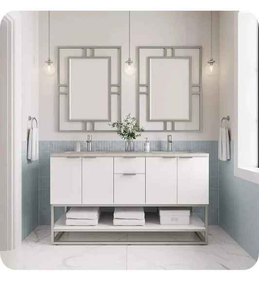 Brenlyn 60" Vanity in Glossy White