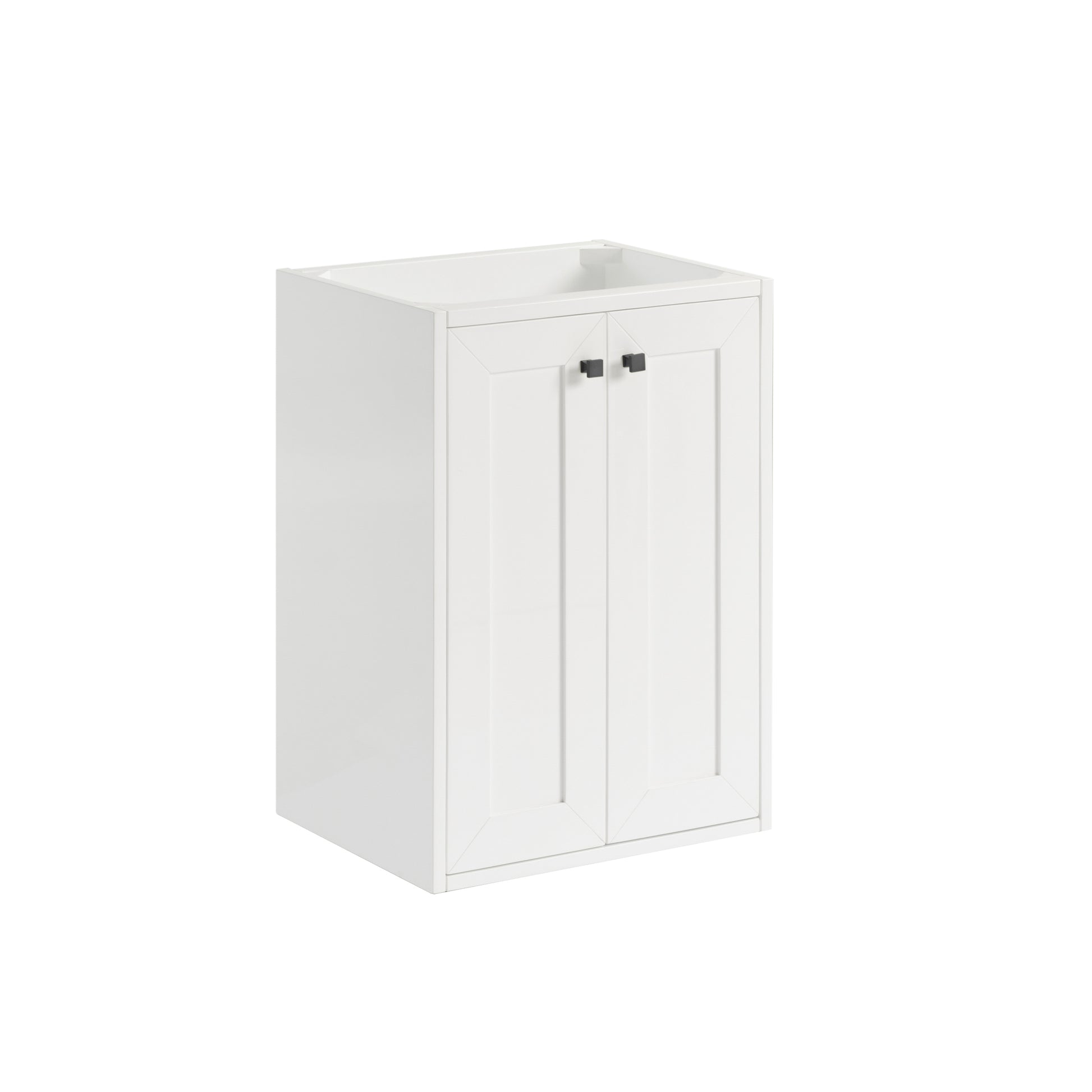 Renovate for Less Atlanta Chianti 20" Single Vanity, Glossy White, Matte Black, w/ White Glossy Composite Stone Top