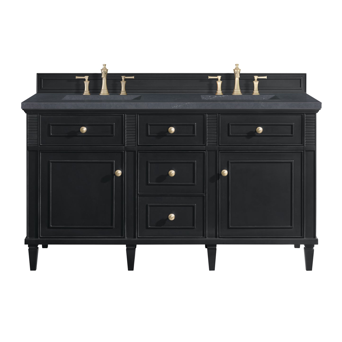 Renovate for Less Atlanta Lorelai 60" Double Vanity, Black Onyx w/ 3 CM Charcoal Soapstone Silestone Top