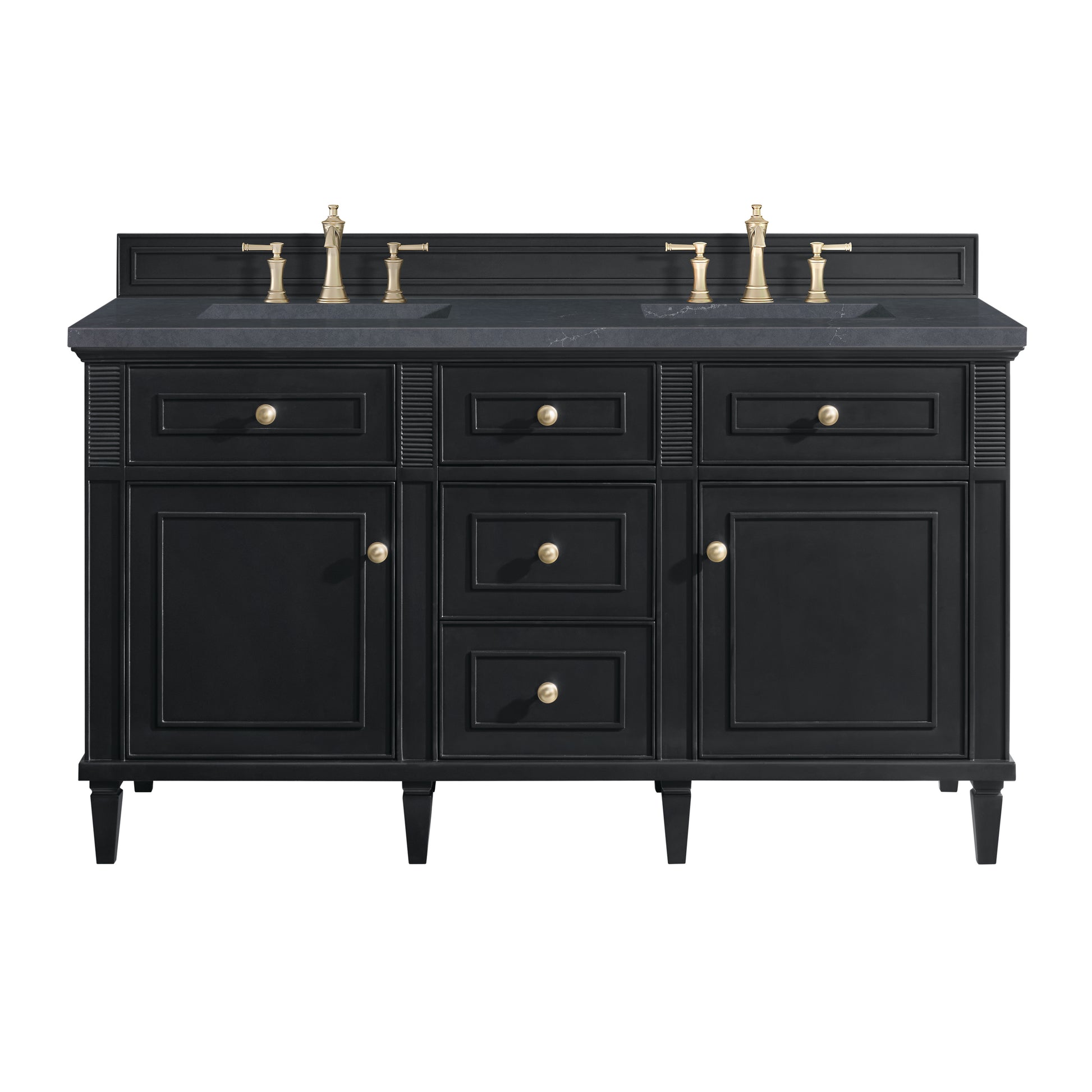 Renovate for Less Atlanta Lorelai 60" Double Vanity, Black Onyx w/ 3 CM Charcoal Soapstone Silestone Top