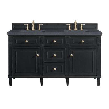 Renovate for Less Atlanta Lorelai 60" Double Vanity, Black Onyx w/ 3 CM Charcoal Soapstone Silestone Top