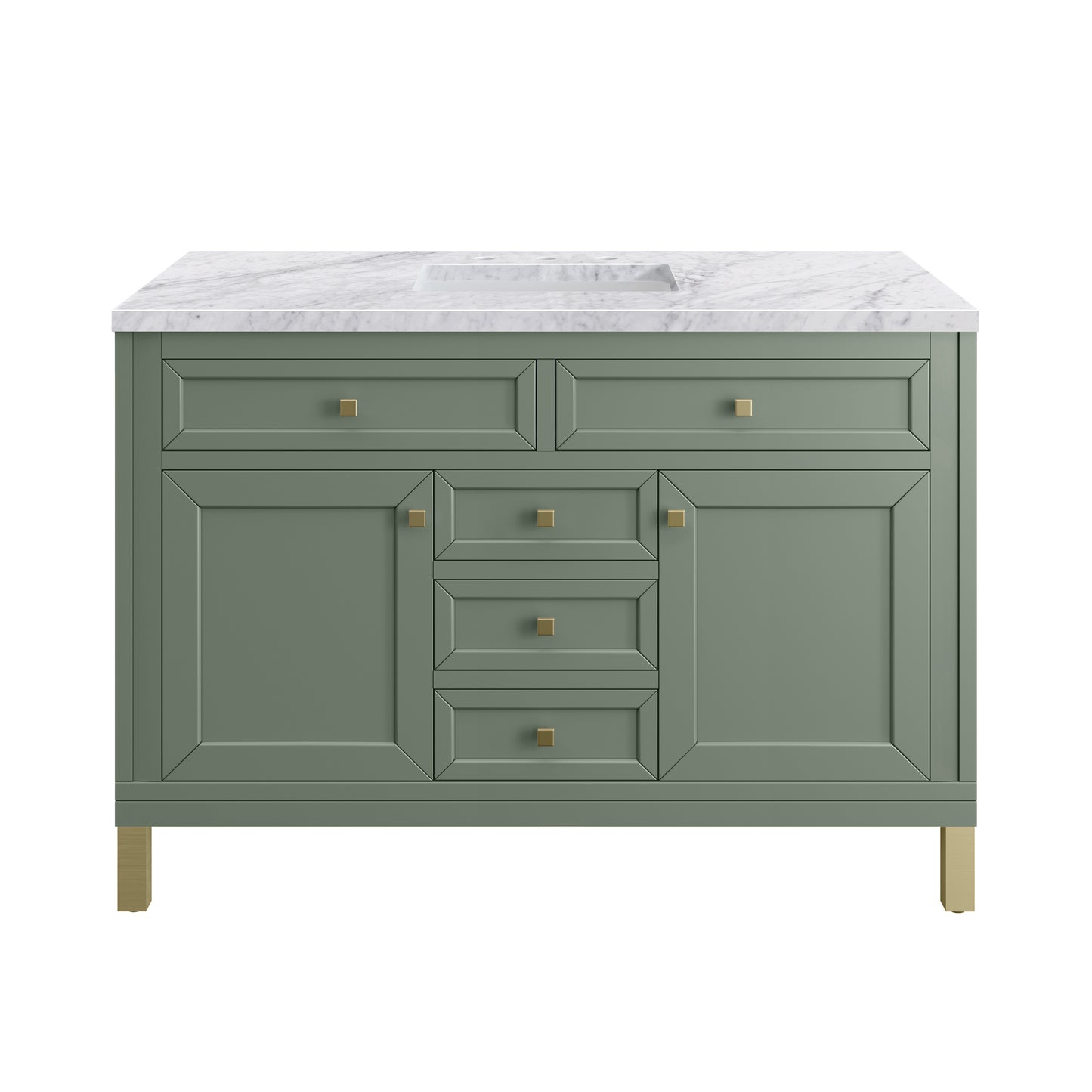Renovate for Less Atlanta Chicago 48" Single Vanity, Smokey Celadon, w/ 3 CM Carrara Marble Top