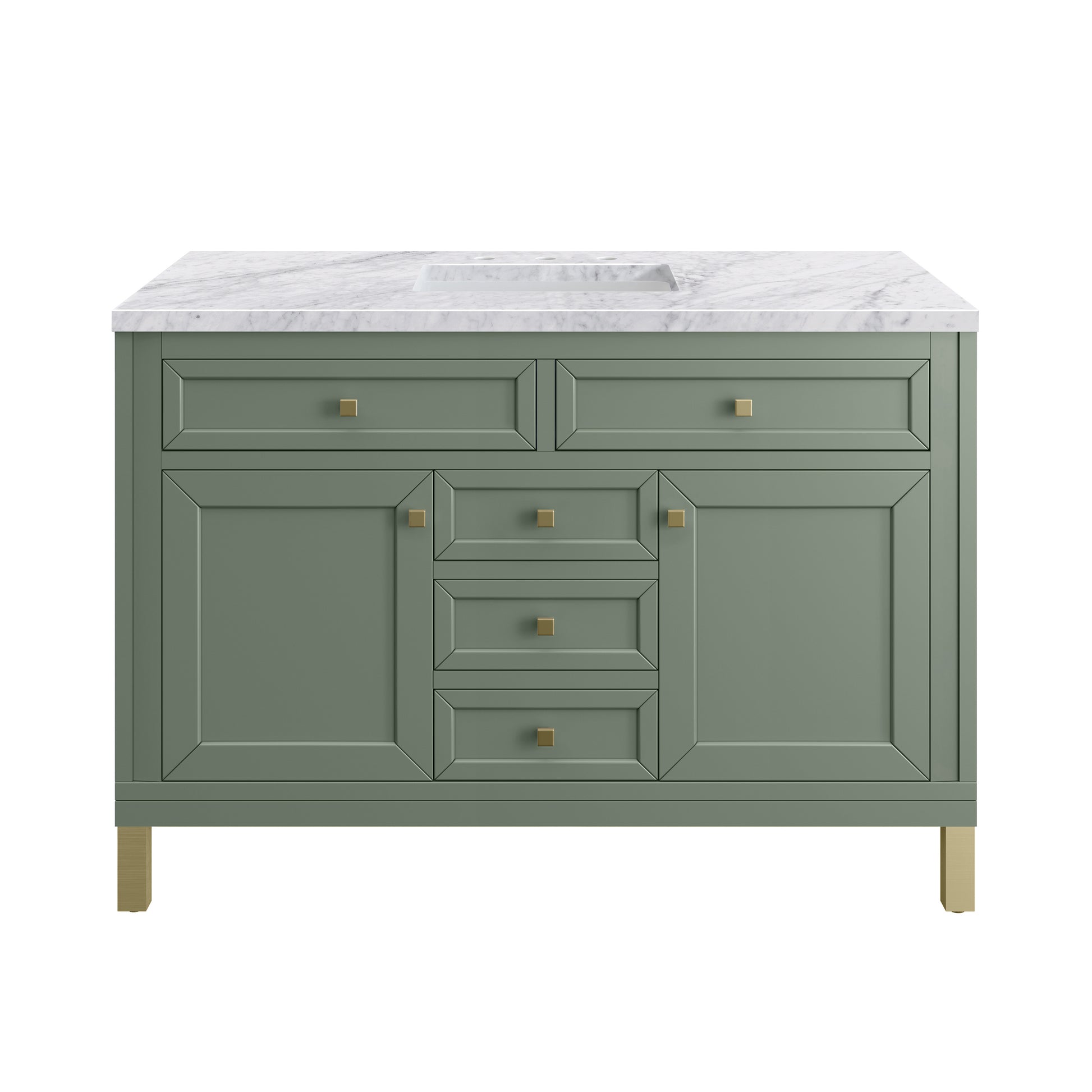 Renovate for Less Atlanta Chicago 48" Single Vanity, Smokey Celadon, w/ 3 CM Carrara Marble Top