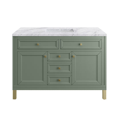 Renovate for Less Atlanta Chicago 48" Single Vanity, Smokey Celadon, w/ 3 CM Carrara Marble Top