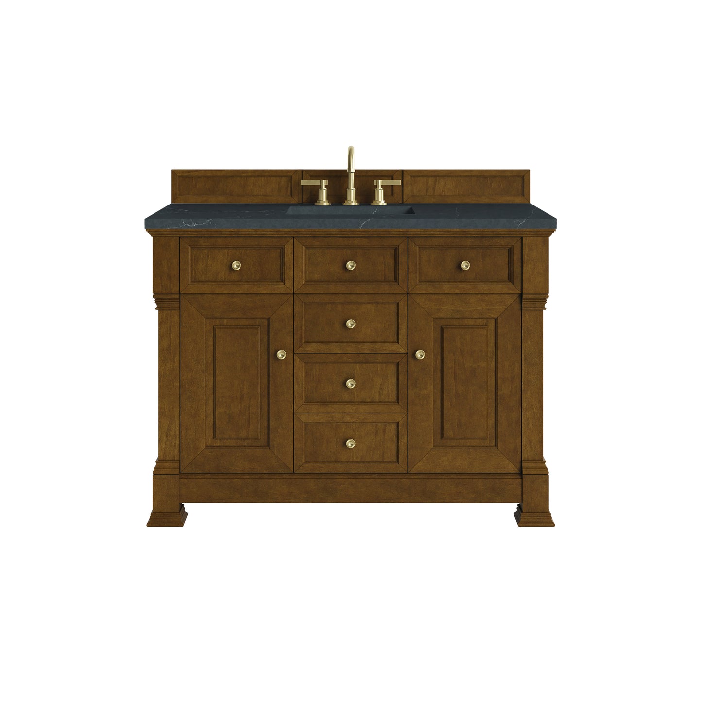 Renovate for Less Atlanta Brookfield 48" Single Vanity, Honey Oak w/ 3 CM Charcoal Soapstone Silestone Top