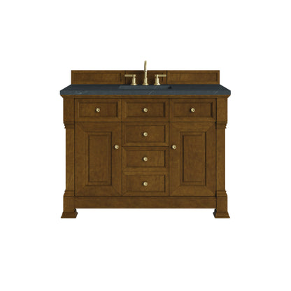 Renovate for Less Atlanta Brookfield 48" Single Vanity, Honey Oak w/ 3 CM Charcoal Soapstone Silestone Top