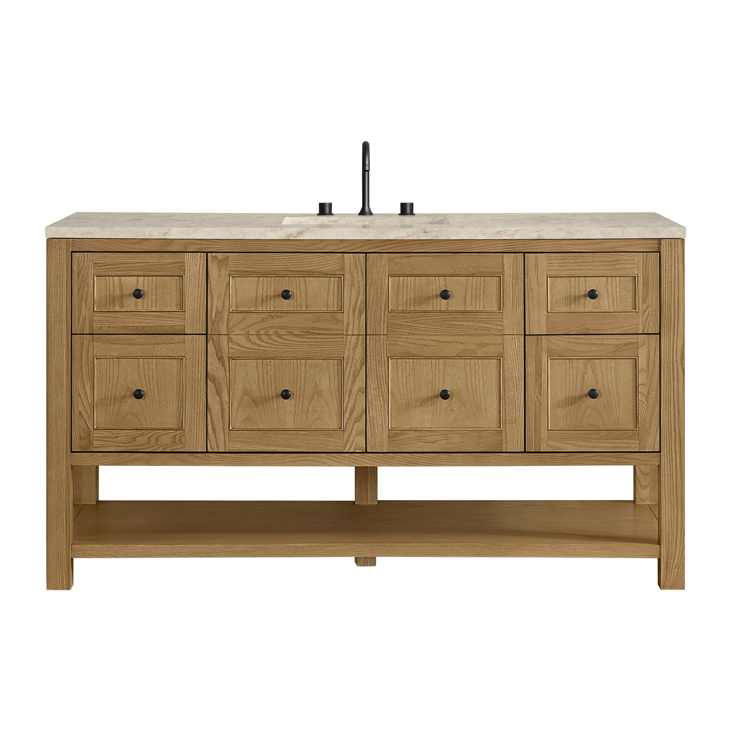 Renovate for Less Atlanta Breckenridge 60" Single Vanity, Light Natural Oak, w/ 3 CM Tajnar Eclos Top w/FreePower Wireless Charger