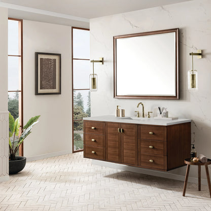 Amberly 60" Single Vanity, Mid-Century Walnut w/ 3 CM Lime Delight Top
