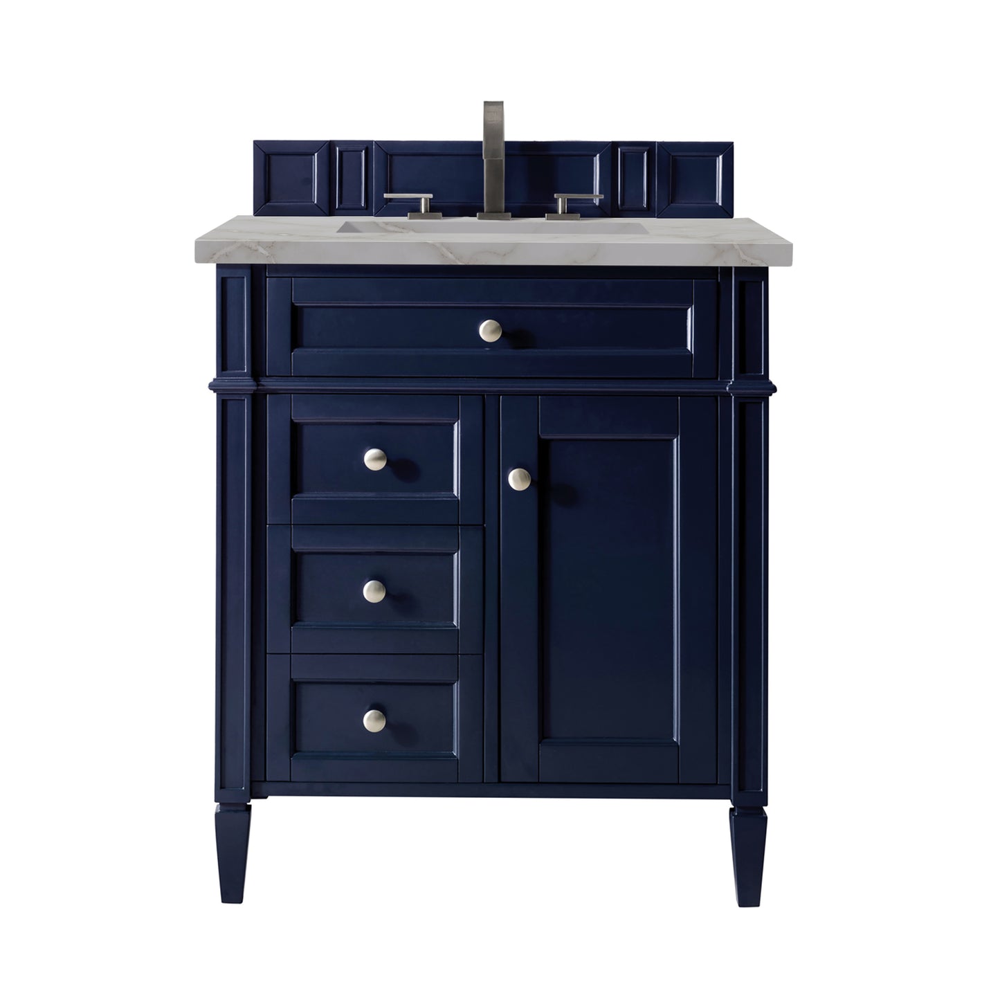 Renovate for Less Atlanta Brittany 30" Single Vanity, Victory Bleu w/ 3 CM Victorian Silver Silestone Top