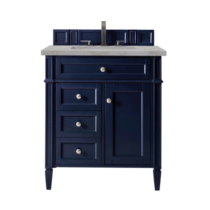 Renovate for Less Atlanta Brittany 30" Single Vanity, Victory Bleu w/ 3 CM Victorian Silver Silestone Top