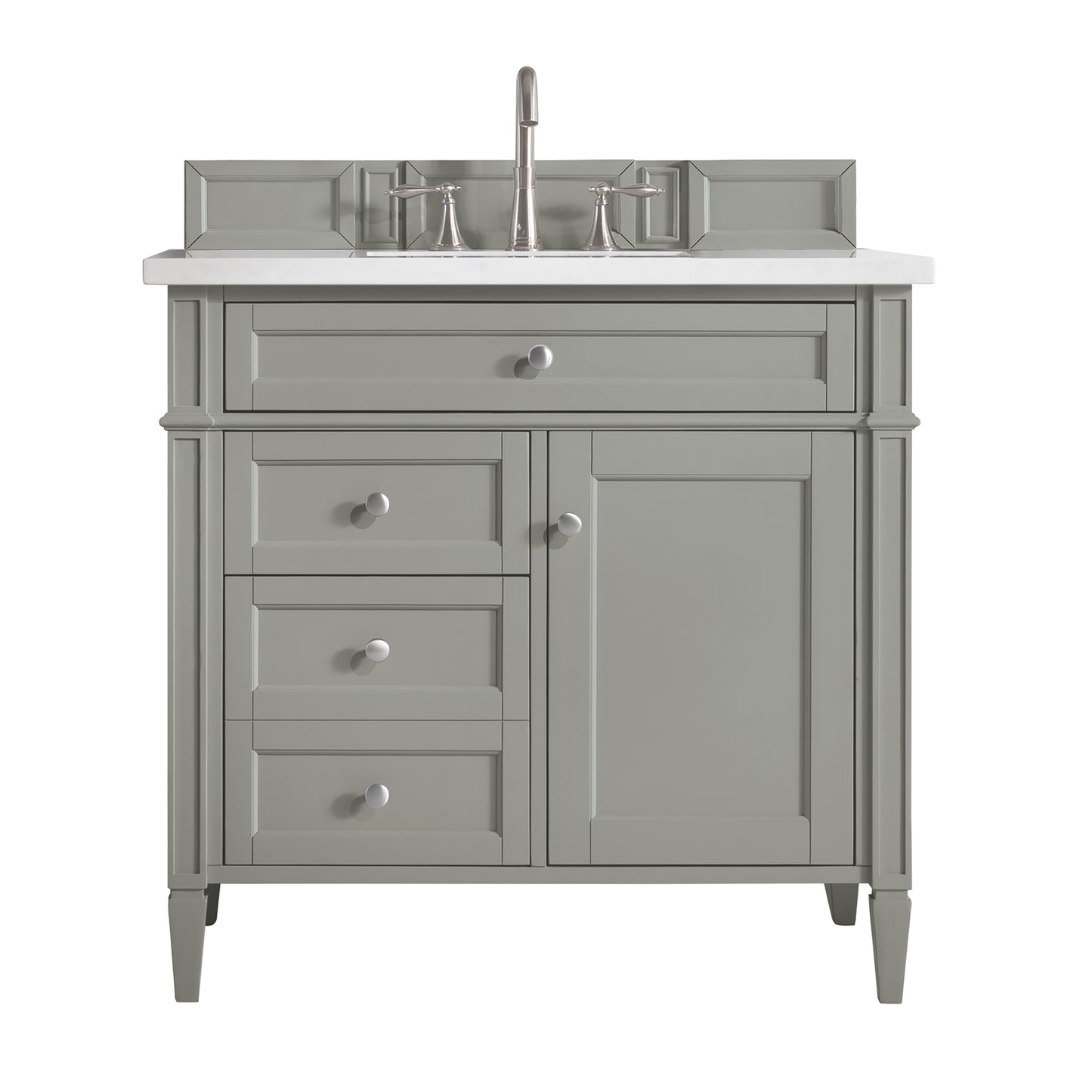 Renovate for Less Atlanta Brittany 36" Single Vanity, Urban Gray w/ 3 CM White Zeus Silestone Top
