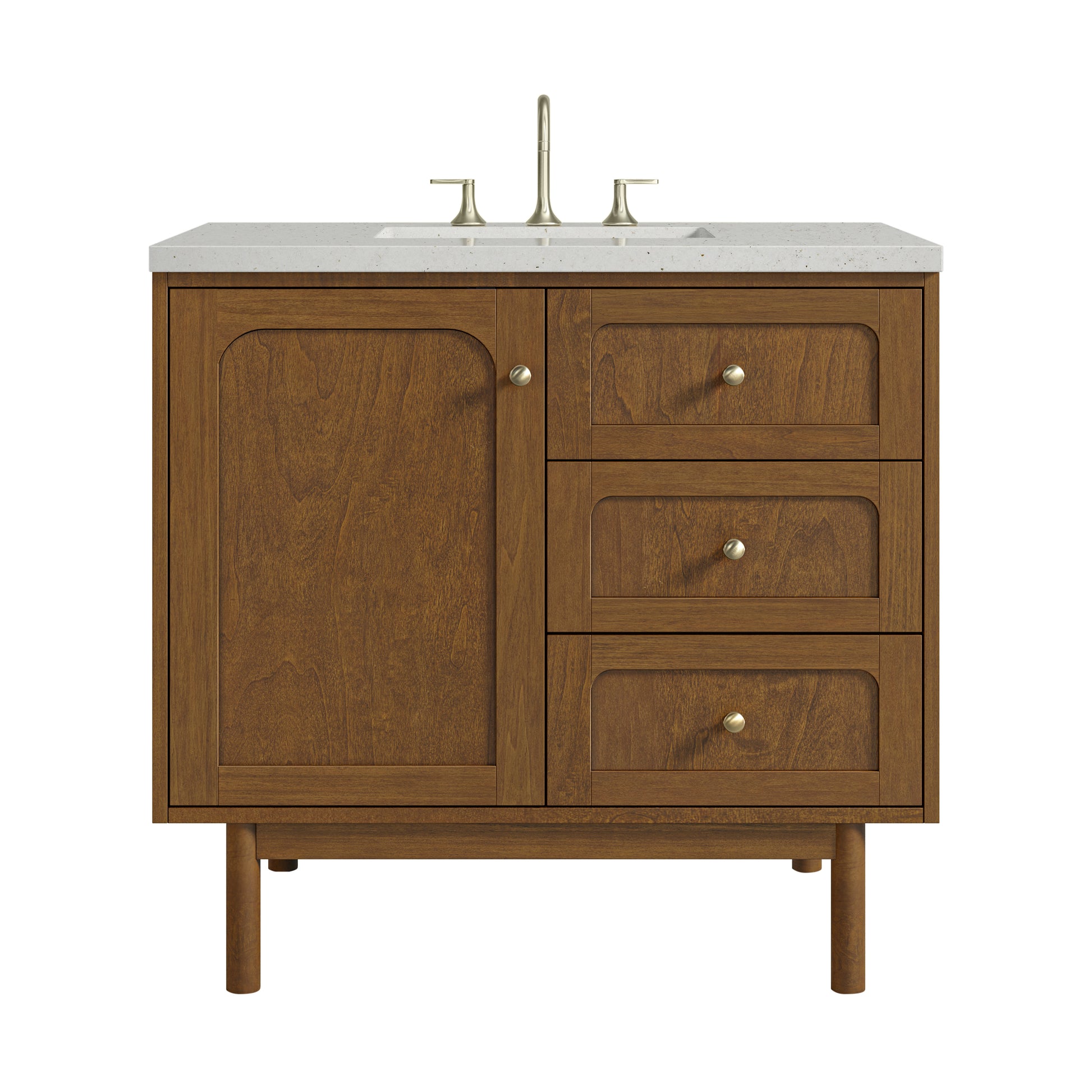 Renovate for Less Atlanta Laurent 36" Single Vanity, Honey Oak w/ 3 CM Lime Delight Silestone Top