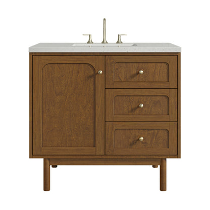 Renovate for Less Atlanta Laurent 36" Single Vanity, Honey Oak w/ 3 CM Lime Delight Silestone Top