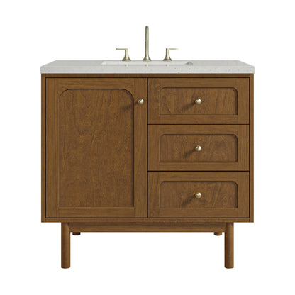 Laurent 36" Single Vanity, Honey Oak w/ 3 CM Lime Delight Silestone Top