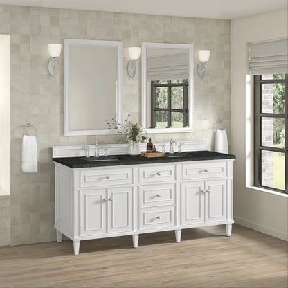 Lorelai 72" Double Vanity, Bright White, w/ 3 CM Phantome Eclos Top