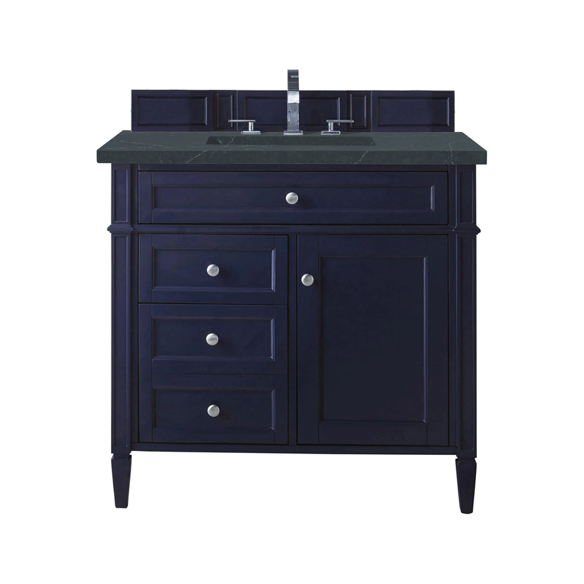 Brittany 36" Single Vanity, Victory Blue w/ 3 CM Charcoal Soapstone Silestone Top