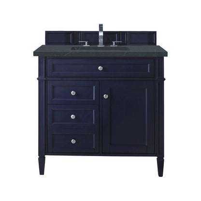 Brittany 36" Single Vanity, Victory Blue w/ 3 CM Charcoal Soapstone Silestone Top