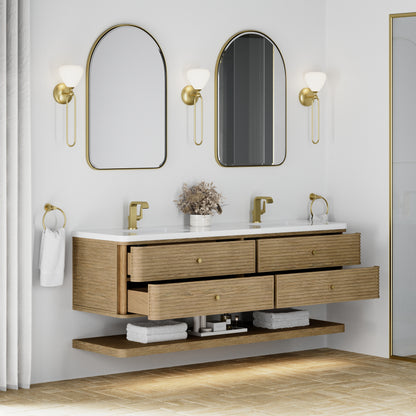 Renovate for Less Atlanta Allamari 72" Double Vanity, Dune Mist w/ Single Hole 3 CM White Zeus Silestone Top